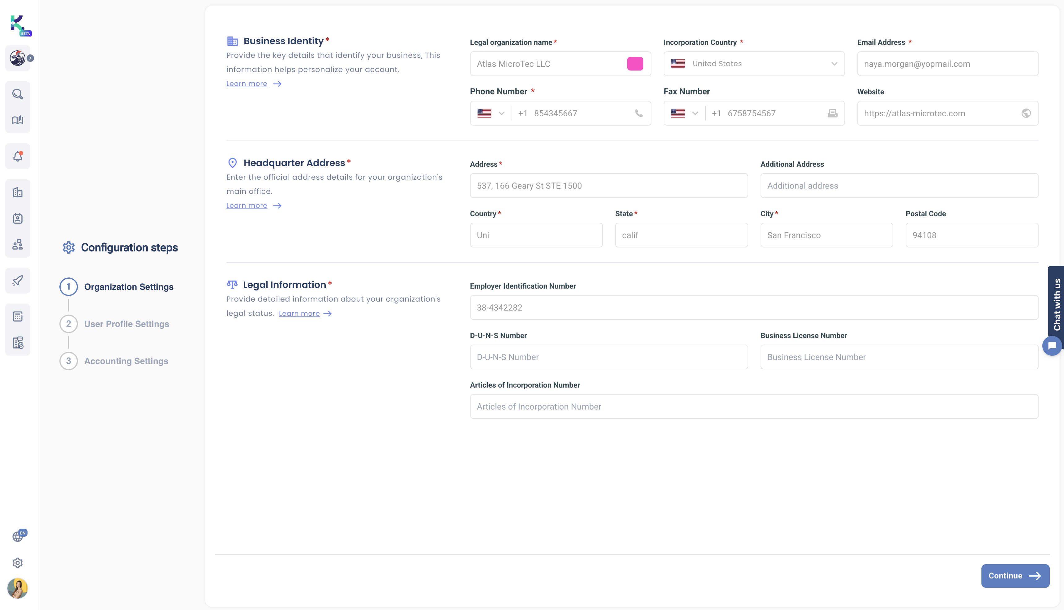 Organization Settings