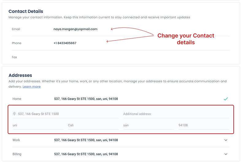 Contact Details and Addresses
