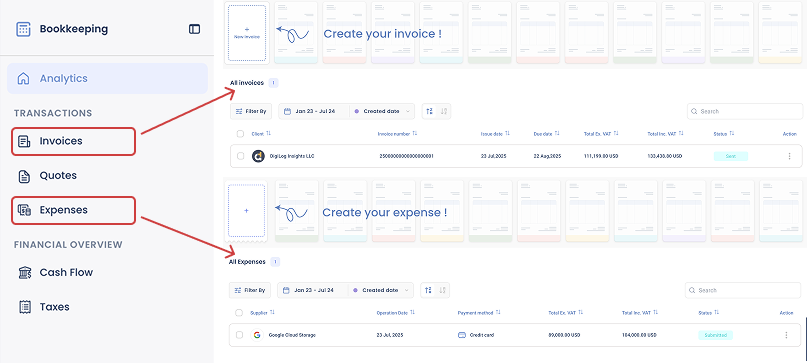 Access Invoice and Expenses