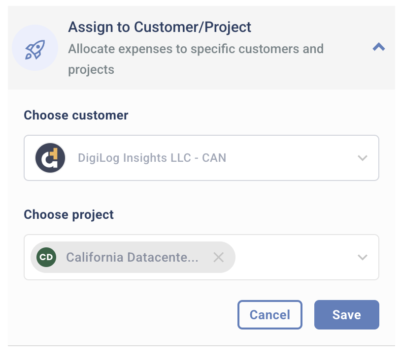Assign to Customer/Project