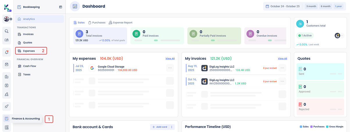 go to expenses from dashboard