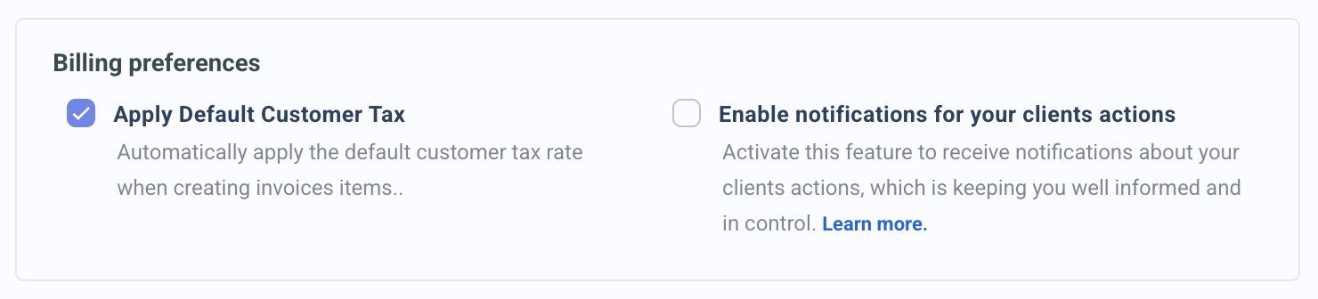 Billing Preferences