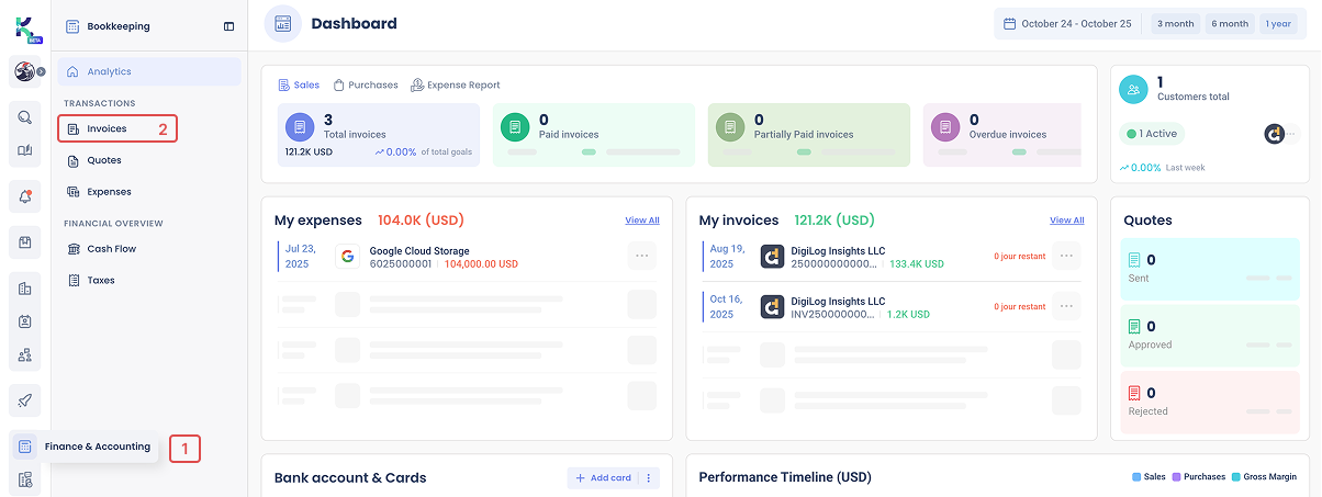 go to invoices from dashboard