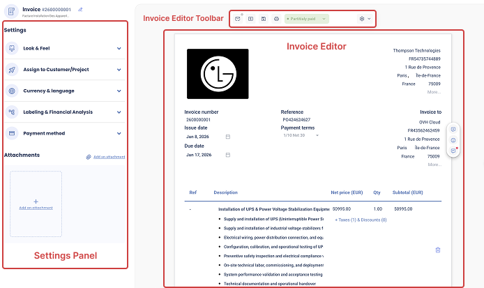 Invoice editor