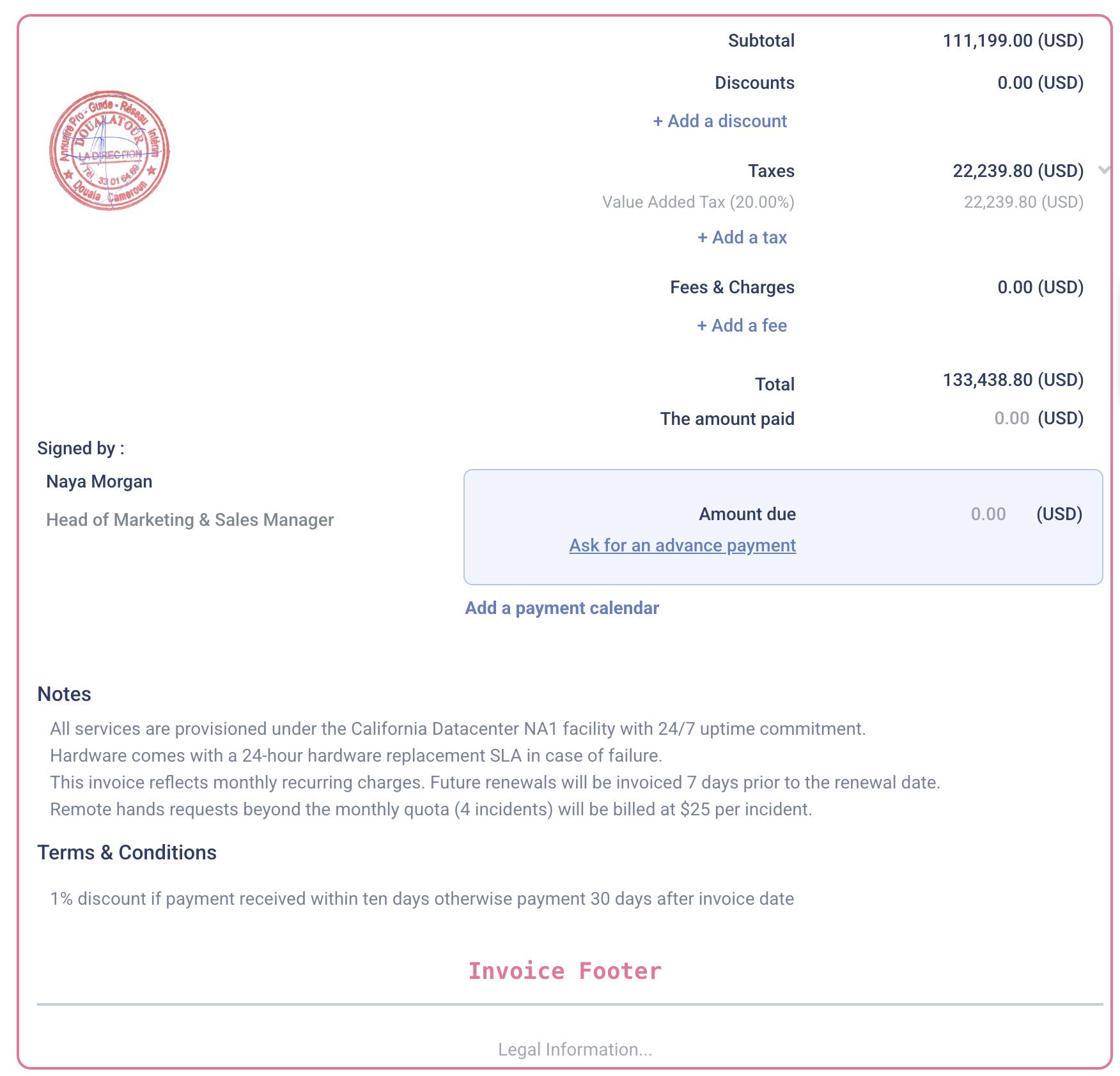 Invoice Footer