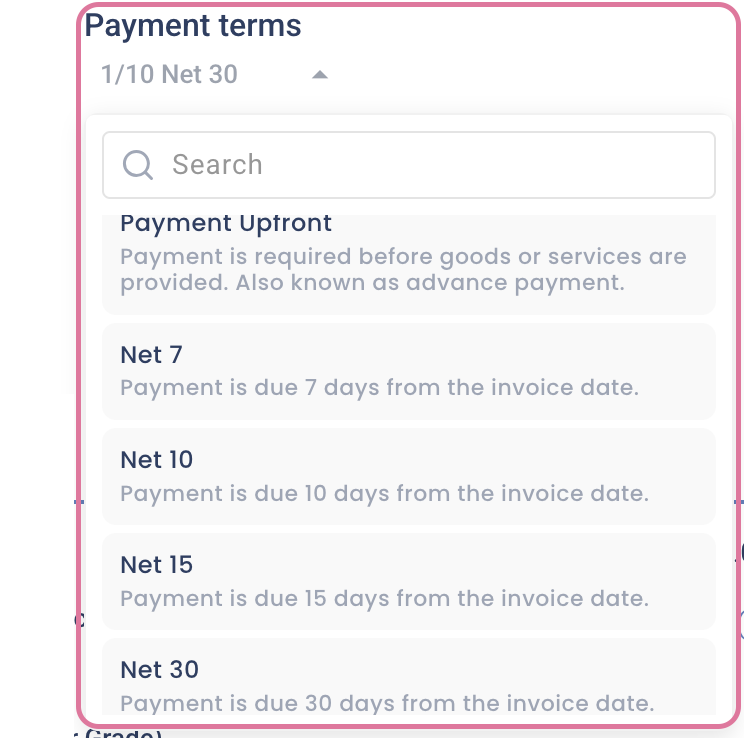 Payment Terms