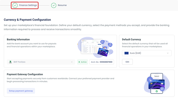 Marketplace Payment Configuration