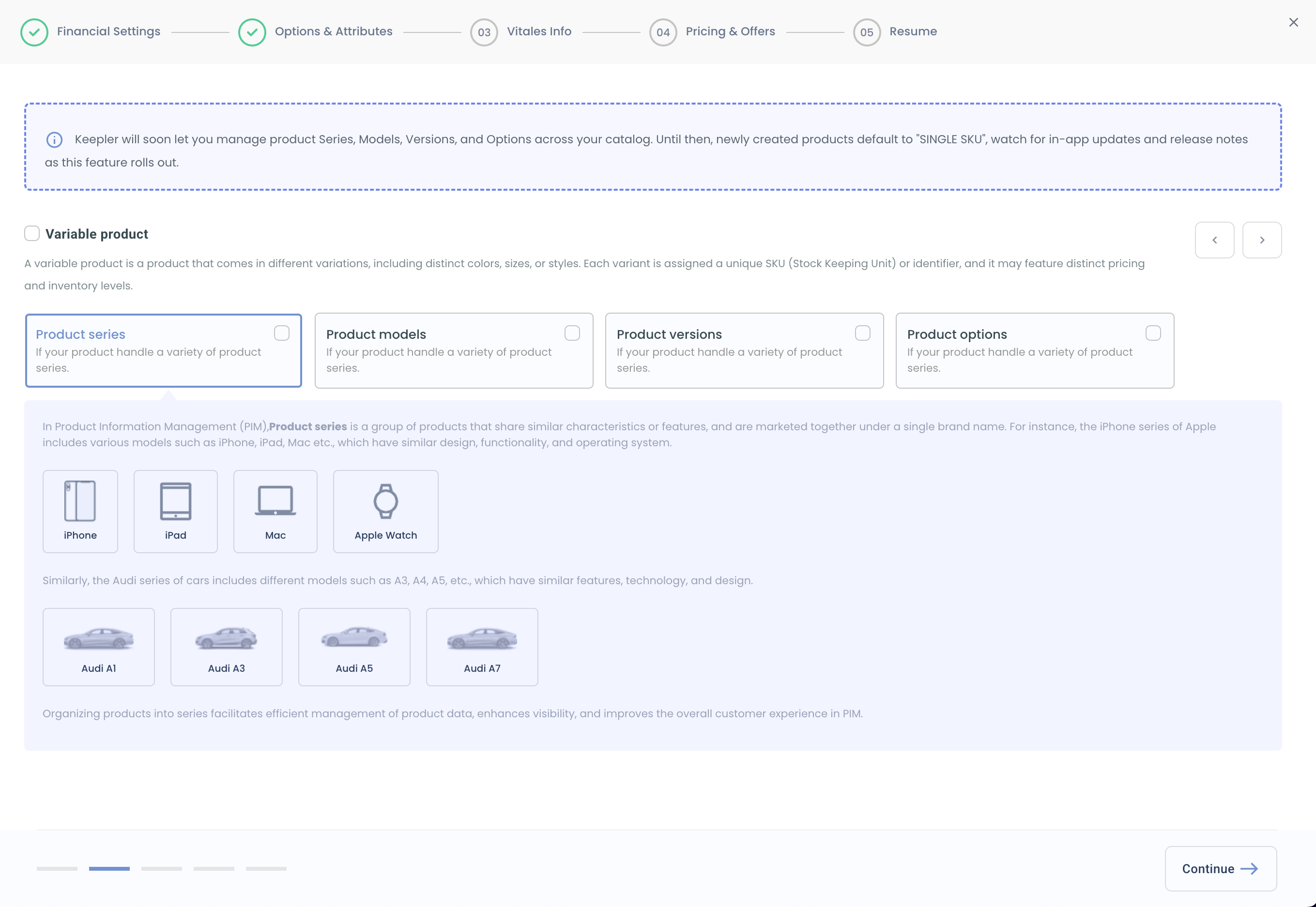 Product Options and Series