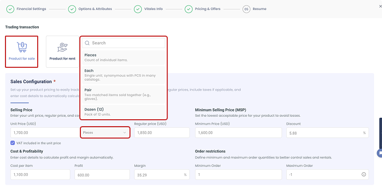 Pricing and Offers sales