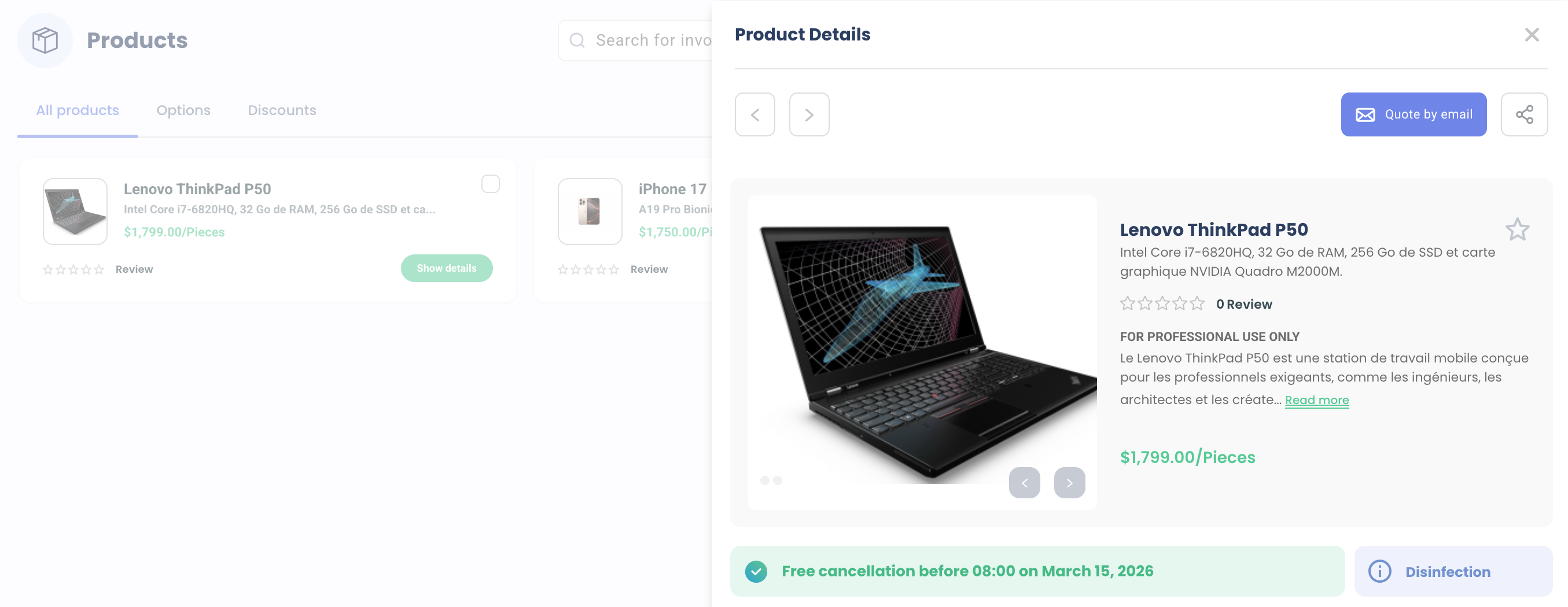 Product Details Modal